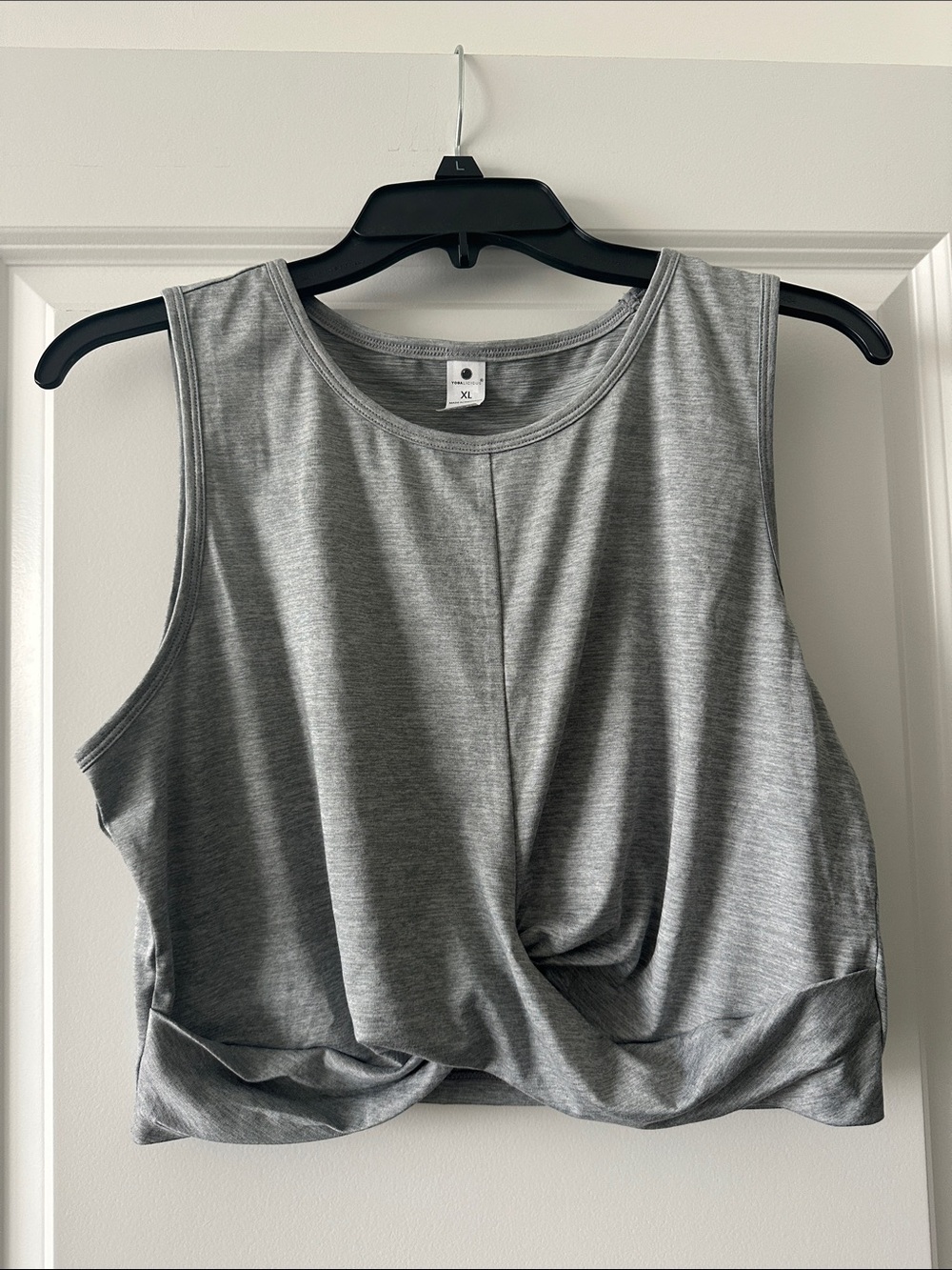 Yoga-Licious Gray Twist Front Sleeveless Tank Top NWT XL
